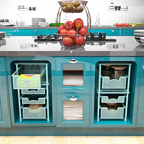 Simple Houseware Stackable Cabinet Basket Drawer Organizer, Turquoise - color: Turquoise, size: 1-Tier