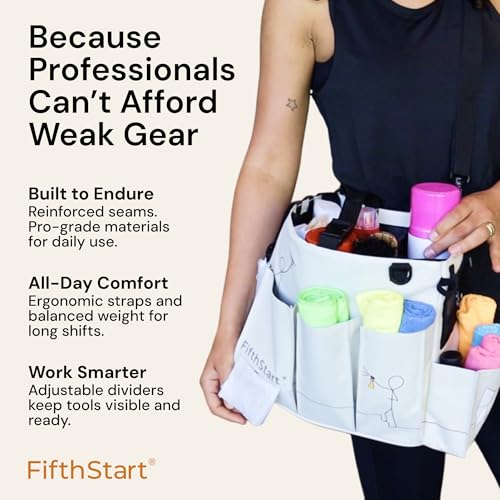FifthStart Multiuse Cleaning Caddy with Waist, Shoulder Strap 9 Pockets, Mesh Base & Adjustable Compartments - Cleaning Caddy - Cleaning Supplies Organizer (Blue, Small) - color: Blue, size: Small