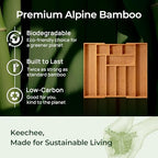 keechee Carbonized Bamboo Kitchen Drawer Organizer, 10 Slots Expandable Silverware Organizer, Utensil Holder & Cutlery Tray, 2.2" Deep for Extra Capacity, Non-Slip Feet Included - size: 10 Slots（Expandable）