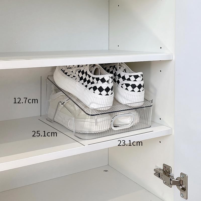 HYGRAD - Double Layer Shoe Rack Slots Organizer 25 X 23 X 12.7cm Stacker Space - Saving Transparent Plastic Shoe Holder - Stand Shoe Rack Wardrobe Storage For Cabinet (Gray, 6pcs) - color: Grey, size: 6xl (us size 16 / waist:38"-40")