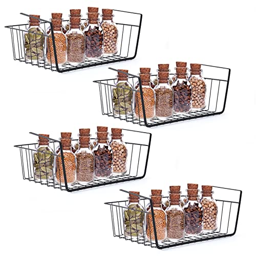 Undershelf Storage Basket Under Shelf Wire Basket Household Metal Under Shelf Hanging Storage Bin Basket Slides Under Shelves for Storage Space Saving for Kitchen Pantry Bookshelf 4 PCS - color: 4 PCS, size: Medium