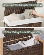 SETVSON Laundry Hamper with Lid Wicker Laundry Basket 112 L (29.6 Gal) Laundry Hampers Handwoven Rattan Laundry Hamper with Handles 3 Removable Washing Bag, 6 Mesh Bags for Bathroom Bedroom Brown - color: Brown, size: 29.6 Gal