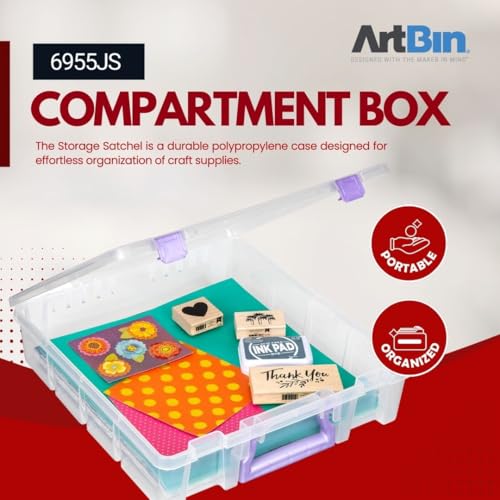 ArtBin 6955JS Super Satchel Compartment Box Clear Craft Organizer Storage Case - Purple, Pack of 1 - color: Purple, size: 1 Pack