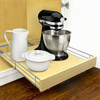 LYNK PROFESSIONAL® SELECT™ Slide Out Cabinet Organizer Pull Out Drawer, 20" x 21" Pull Out Cabinet Organizer – Pull Out Shelves for Kitchen Cabinets – Roll Out - Lifetime Ltd. Warranty, Wood Chrome - size: 20" W x 21" D - 1 Tier