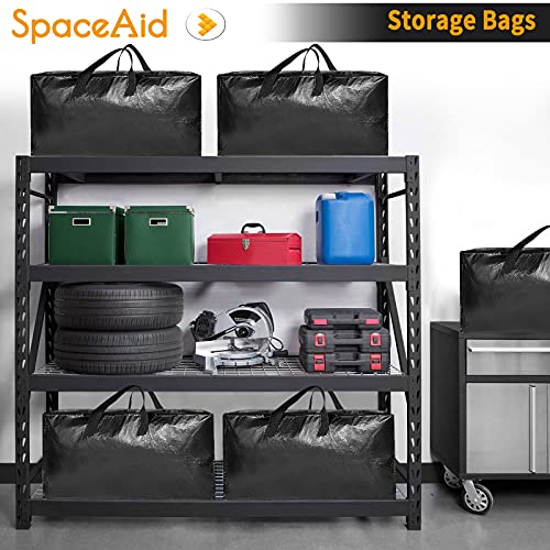 SpaceAid Heavy Duty Moving Bags 8 Pack, Large Storage Totes Bins with Backpack Straps, Strong Handles & Zippers, Packing Moving Boxes Supplies, College Dorm Room Essentials, Black - color: Black, size: 8 Pack