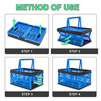 3-Pack Collapsible Storage Baskets, Stackable Plastic Crates with Handles for Freezer Organization, Grocery Shopping, RV Camping & Home Storage, Holds 20 lbs Each, Folds Flat to 1.7"