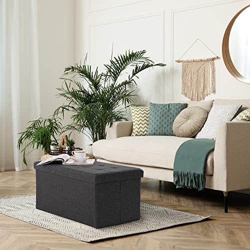 Seville Classics Large 30" Foldable Bench Ottoman Footrest Storage Chest Coffee Table Stool, for Bedroom, Living Room, Entryway, Lounge, Modern Gray, 1-Pack - color: Modern Gray, size: 15.7"D x 30"W x 15.7"H