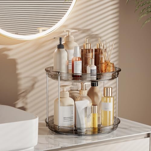 LAMU 2 Tier Lazy Susan Turntable Organizer 9.25'' Rotating Spice Rack Organization for Cabinet, Kitchen, Pantry, Countertop, Bathroom, Vanity, Medicine Cabinet Organizer, Grey - color: Gray, size: 9.25in 1Pack