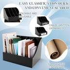 3 Pack Cardboard Magazine File Holders 12 Grids Vertical Book Bins 10.6'' x 10.2'' x 14'' Magazine Document Storage Box for Desk Shelves Home Office Classroom Library Use (Black) - color: Black