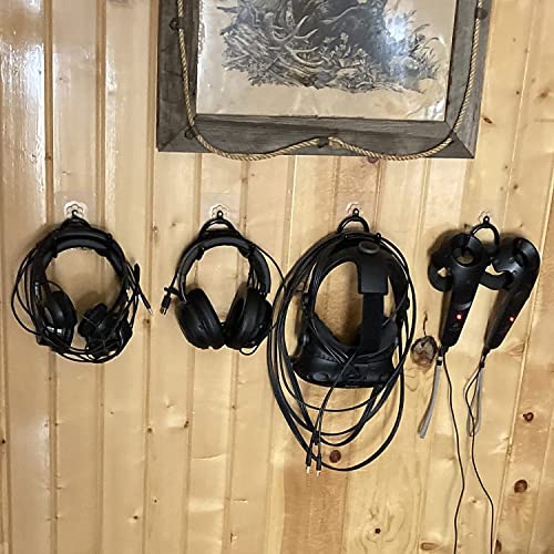 Pmsanzay 3 Pack Universal Self-Adhesive Game Controller Wall Mount Storage Organizer Stand Holder Hanger for Xbox One PS4 Switch Pro Controller,Headphone,Cables,etc - No Drilling, Stick on