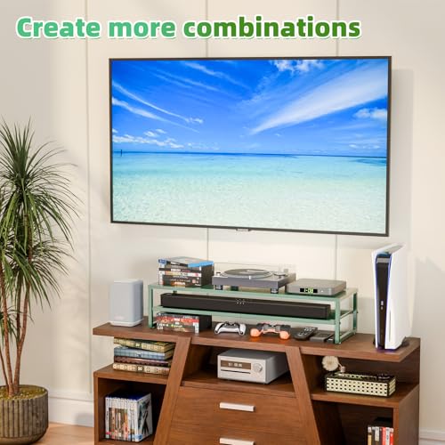 Simple Trending 2 Tier Metal Dual Monitor Stand Riser, Computer Office Desktop Organizer for 2 Monitors with 32"x10" Mouse Pad for Laptop, Printer, TV, Green - color: Green