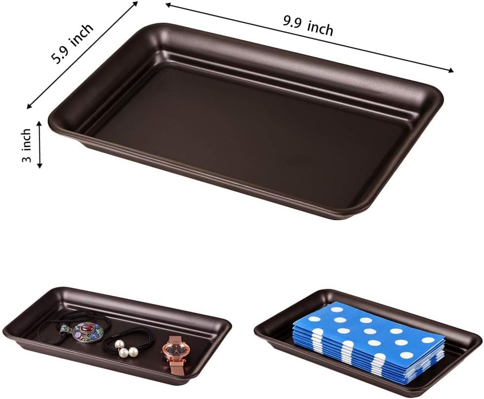 Vintage Farmhouse Decor Metal Vanity Tray(1 Pack),Countertop Guest Hand Towel Storage Organizer Tray Dispenser, Sturdy Holder for Perfume, Cosmetics, Jewelry, Makeup Bathroom Organizer (Bronze) - color: Bronze, size: 1 Pack (9.9" x 5.9" x 1.1")