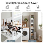 Casaphoria Space-Saving 72" Tall Narrow Bathroom Storage Cabinet, 6-Tier Slim Storage Cabinet with Adjustable Shelves, Anti-Tip Freestanding Display Shelf for Small Spaces, Apartments,White - size: 9.44"L×11.8"W×72.04"H
