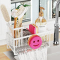 Sponge Holder for Kitchen Sink,Smiley Face Sink Caddy with Removable Brush Holder,Self-Draining Sponge Caddy for Sponge,Soap,Dish Brush,Scrubber,Kitchen Essentials and Gadgets-White - color: 1 Tier White