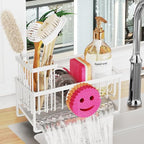 Sponge Holder for Kitchen Sink,Smiley Face Sink Caddy with Removable Brush Holder,Self-Draining Sponge Caddy for Sponge,Soap,Dish Brush,Scrubber,Kitchen Essentials and Gadgets-White - color: 1 Tier White