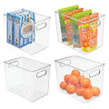 mDesign Plastic Deep Kitchen and Pantry Organizer Storage Bin with Handles for Cabinet, Fridge, Freezer - Food Storage Containers for Snacks, Yogurt Pouches or Fruit, Ligne Collection, 4 Pack, Clear - size: 10 x 6.5 x 8 (Pack of 4)