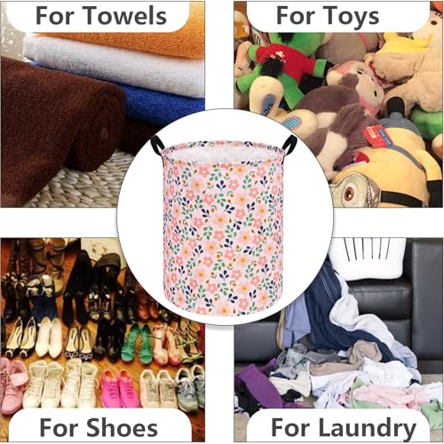 MAIZMZ Girls Storage Basket,Room Decor Laundry Hamper,Waterproof Clothes Organizer for Women Toy Box Large Canvas Collapsible Chest for Home/Dorm/Kitchen/Pet/Office/Closet/Shelf/Gifts - color: flower