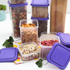 Airtight Food Storage Container With Lids 9PCS Family Set, BPA-Free Food-grade Plastic Stackable Leak-proof Kitchen Pantry Organizers for Pasta, Nuts, Dry Goods, Snack,Modular Design (Purple) - color: Purple