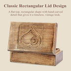 Ajuny Wooden Decorative Jewelry Box with Heart Design Carving - Multipurpose Treasure Chest Storage Keepsake Box Necklaces Watch Organizer Boxes Birthday Gifts for Women & Men 8x5 Inch - style: Heart Carved Center
