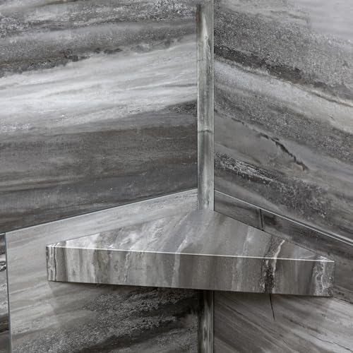 Palisade Vinyl Waterproof Corner Shower Shelf in Hermitage Granite/Urban Cliff - color: Hermitage Granite/Urban Cliff