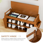oakvivo 34.3in Shoe Bench, Bamboo 3-Tier Entryway Bench with Storage, Shoe Rack Organizer Holds Up to 330 lb, 34.3 x 11.8 x 18.9 Inches for Entryway Bedroom Closet Living Room Hallway - size: 34.3 inch