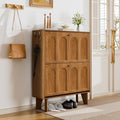 31.5" Shoe Storage Cabinet with 2 Flip Drawers, Narrow Shoe Cabinet for Entryway, Wood Shoe Rack Cabinet for Hallway, Walnut - color: Arched