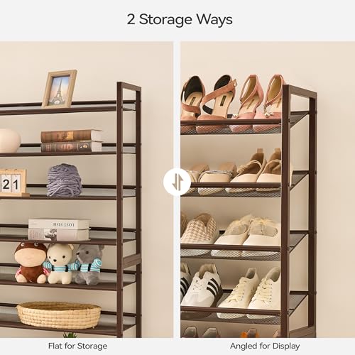 Nunsino Shoe Rack, Long Shoe Organizer,Max Holds 50 Pairs,8 Tier Metal Shoe Storage Shelf,4-Tier Stackable Shoes Organizer for Garage, Entryway,Bronze - color: Bronze, size: 8 Tier
