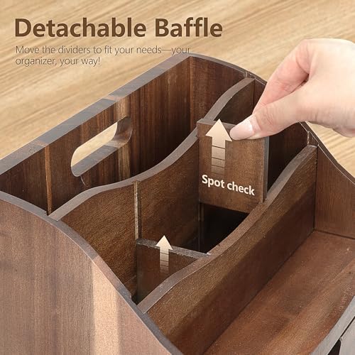 Rebee Vision Acacia Wood Mail Organizer for Desk - Farmhouse Countertop Mail Holder with Dividers - 4-Slot Letter Sorter for Office Accessories - Desktop Organizer for Home Decor (Acacia Wood) - color: A-Acacia Wood