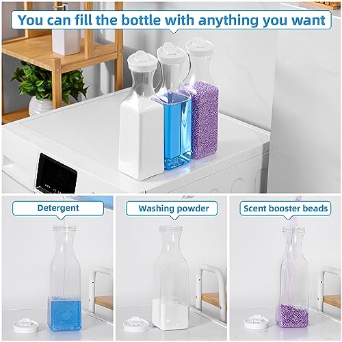 Laundry Detergent Dispenser,54oz Fabric Softener Dispenser,Plastic Liquid Laundry Detergent Container,Laundry Detergent Organizer for Laundry Room Organization with 4 Labels,White - color: White
