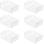 Simple Houseware 6PK Under Shelf Basket, White - size: 6 Pack