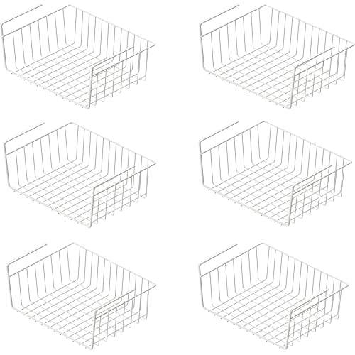 Simple Houseware 6PK Under Shelf Basket, White - size: 6 Pack