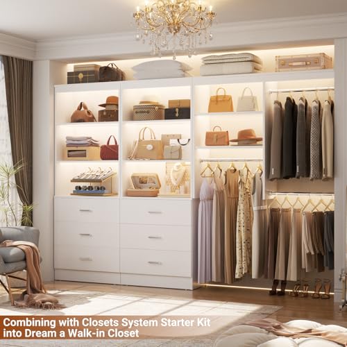 Aheaplus 47.2" Closet Drawers System, 3.94FT Wood Closet Organizer System with 6 Drawers, Modular Small Walk-in Closets Storage Unit, Set of 2, White (47.2" L x 13.8" W x 71" H) - color: White, size: 47.2''