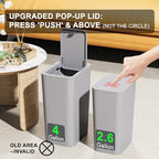 N. NETDOT 3 Pack (2 of 4 Gal & 1 of 2.6 Gal) Small Trash Can with Lid,Bathroom Garbage Can with Pop-Up Lid,Waste Basket for Bathroom,Kitchen,Bedroom,Powder Room,Craft Room,Office,College (Gray) - color: 4gal x2 & 2.6gal Grey
