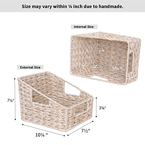 GRANNY SAYS Wicker Basket with Handles, Trapezoid Decorative Woven Baskets, Waterproof Wicker Storage Baskets for Shelves, Basket for Organizing, Butter Milk, 2-Pack - color: Butter Milk, size: 2x 10¼"D x 7½"W x 7¼"H