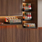 SNTD Pull Out Spice Rack for Upper Cabinet - Expandable Organizer with Smooth Ball Bearing Slides, No Drill Mounting Spice Storage for Kitchen (1 Pack, 7.2" to 12.9" W X 10" D X 2.2" H) - size: 7.2"W X 10"D X 2.2"H
