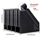 Lemical Magazine Holder 4 Vertical Compartments Collapsible Magazine File Holder Space Saving Rack Home Kitchen Desk Organizer No Need Assemble (Black) - color: black - 4 parts