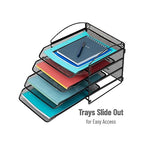 Mind Reader 4-Tier Paper Tray, File Storage, Desktop Organizer, Wall Mountable, File Organization, Metal Mesh, Black - style: 4-Tier
