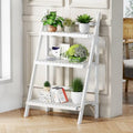 oakvivo Bamboo Bookshelf 3-Tier Ladder Shelf, 39.4” Freestanding Open Bookcase Book Shelf Bathroom Storage Shelf Unit Plant Stand for Small Space, Living Room, Bedroom, Home Office, White - color: 3-tier White