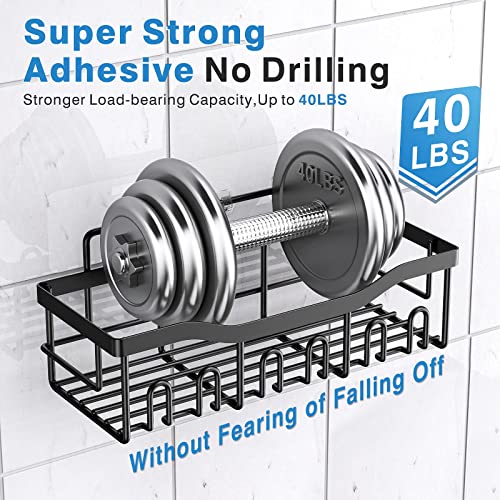 EUDELE Adhesive Shower Caddy, 5 Pack Rustproof Stainless Steel Bath Organizers With Large Capacity, No Drilling Shelves for Bathroom Storage & Home Decor - color: Black
