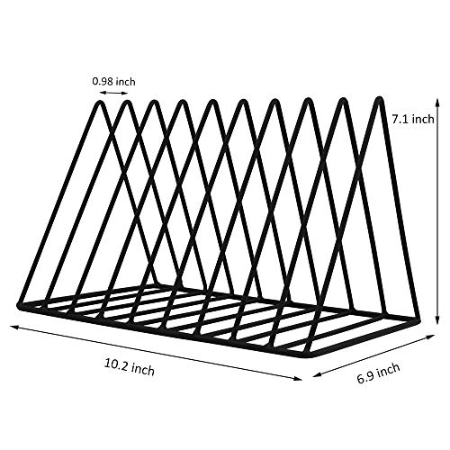 EASEPRES 9 Slot Magazine Rack Book Record Holder, Desktop Iron Storage Rack Bookshelf Multifunction Triangle File Organizer Sorter for Decor Home Office, Black Pack of 2 - color: 2 Pack Black