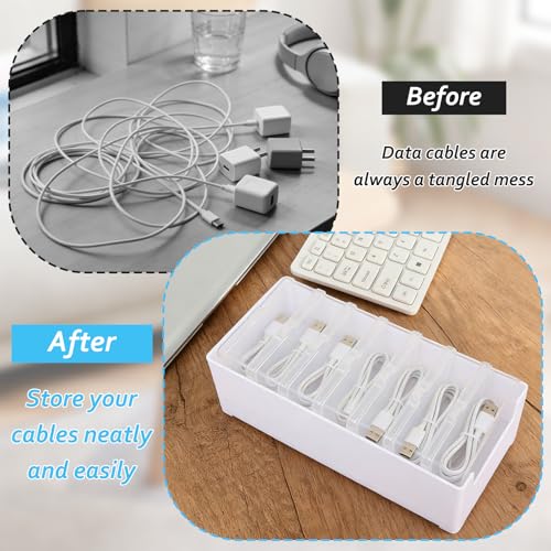 6 Set Cable Organizer Box with 7 Clear Switch Case Power Cord Organizer Desktop Cable Management Box Desktop Charger Cord Storage Organizer Box for Office Home Desk Accessories Stationery Supplies
