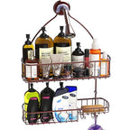 Simple Houseware Bathroom Hanging Shower Head Caddy Organizer, Bronze (26 x 16 x 5.5 inches) - color: Bronze, size: Large