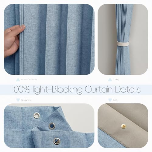 Jilron Accordian Door Curtain, 100% Blackout Folding Magnetic Doorway Curtains,Linen Style Closet Doors,for Room Divider,Privacy Protection（W52 x L78,Blue,1 Panel） - color: Blue, size: 52"W x 78"L (Pack of 1)