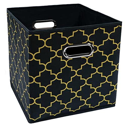 Black Foldable Storage Cubes Bins , Fabric Storage Box Cubes Organizer Baskets with Dual Handles for Home Organizer Black Gold - color: Black Gold, size: 1 Pack