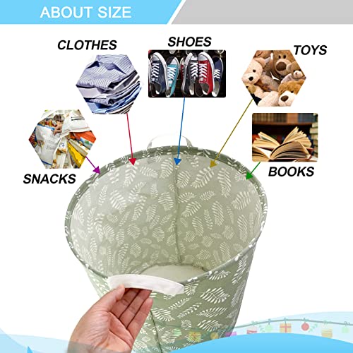 Mziart Large Foldable Laundry Basket Organizer, Collapsible Laundry Hamper Fabric Clothes Toy Storage Basket Nursery Hamper Storage Bin for Household Bedroom, Bathroom, College Dorm (Small White Leaf) - color: Small White Leaf