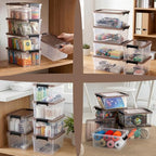 Nicunom 8 Packs Small Storage Bins with Lids, 3.2 QT Clear Storage Latch Box Plastic Storage Bins Stackable Storage Containers for Organizing