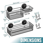 TAILI Shower Caddy Suction Cup 2 Pack with Hooks & Soap holder, Heavy Duty Shower Organizer for Bathroom, No Drilling Bathroom Organizer with Large Capacity, Black Metal Storage Basket - style: 2×Black