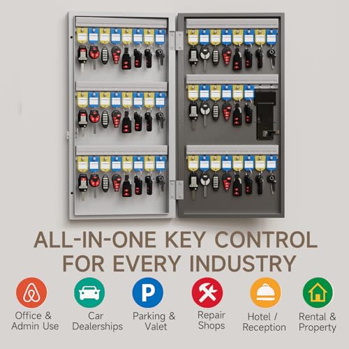 WeHere 48-Key Smart Key Lock Box Wall Mount – Commercial Key Cabinet with App, Keypad, Bluetooth & WiFi Unlock (Sold Separately), Access Log Tracking, Key Management System for School, Rental, Office - size: 48 Key Box (Smart)