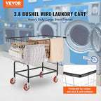 VEVOR Wire Laundry Cart, 3.8Bushel Wire Laundry Basket with Wheels, 32.5''x21.3''x29.9'', Commercial Laundry Basket, Steel Frame with Chrome Finish, 4'' Casters, Wire Cart for Laundry - size: 3.8 Bushel--32.5''x21.3''x29.9''