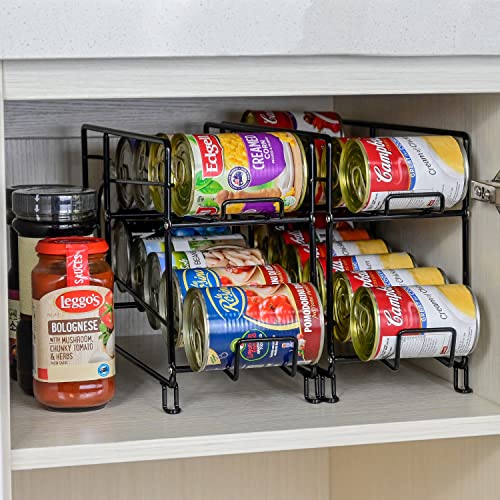 SUFAUY Beverage Can Dispneser Organizer, Stackable Shelves for Storage for Pantry, Black- 2 Pack - color: Black, size: 16.5"L X 5.8"D X 9.7"